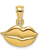 remarkable 2D polished lips gold baby charm